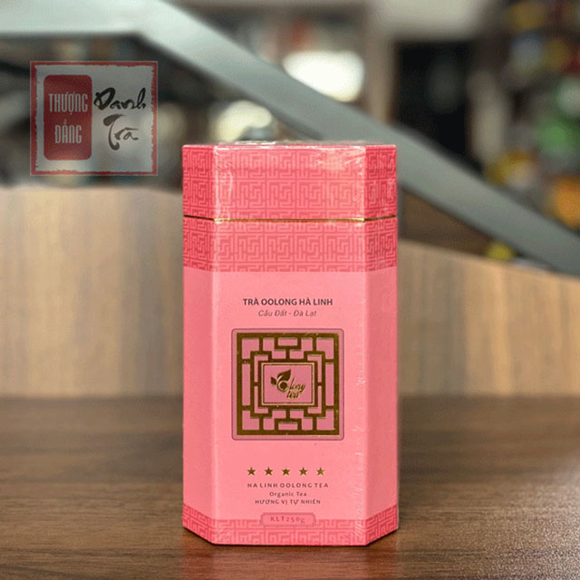 Mẫu in hộp trà bát giác Ô Long 5 sao của công ty trà Hà Linh