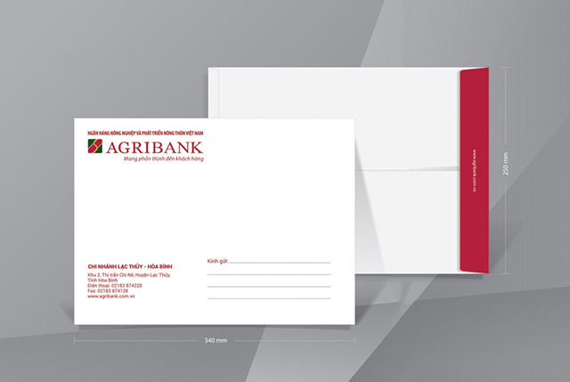 Thiết kế phong bì khổ A4 của ngân hàng Agribank