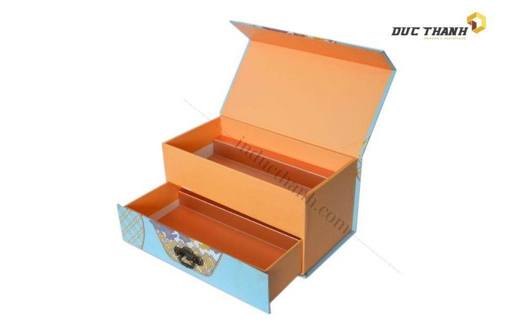 Mẫu in hộp cứng hình chữ nhật 2 tầng