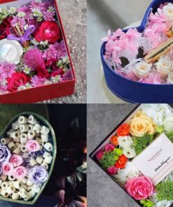 Hộp quà mỹ phẩm kèm hoa tặng cô giáo