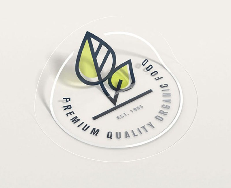 Mẫu in tem decal nhựa cho hãng thực phẩm hữu cơ