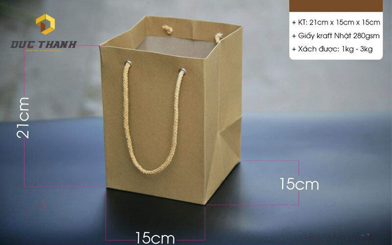Túi giấy kraft vuông 21x15x15 xách 1 - 3kg