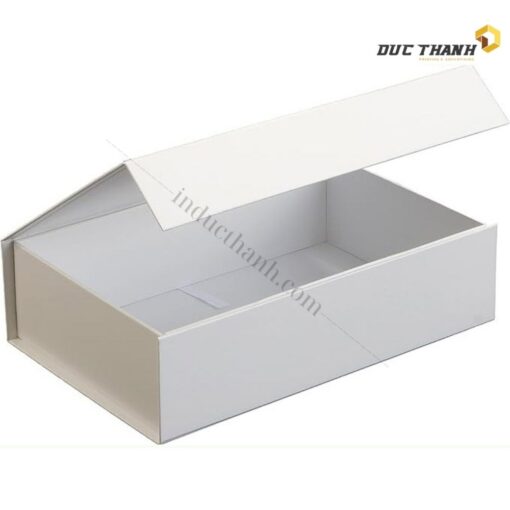 Mẫu hộp giấy đựng quần áo màu trắng nắp rời