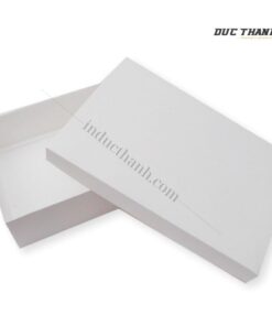 Mẫu hộp giấy đựng quần áo nắp rời trắng