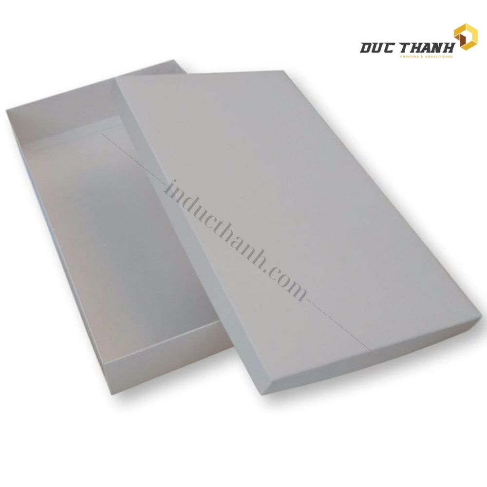 Mẫu hộp giấy đựng quần áo nắp rời xám