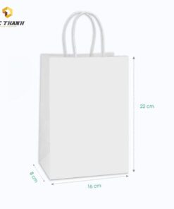 Túi giấy kraft kích thước 22x16x8cm màu trắng tại xưởng in Đức Thành