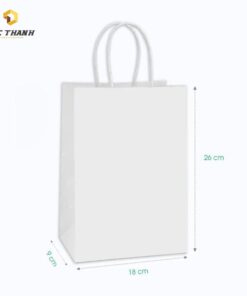 Túi giấy kraft kích thước 26x18x9cm màu trắng tại xưởng in Đức Thành