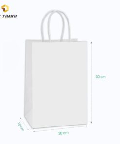 Túi giấy kraft kích thước 30x20x10cm màu trắng tại xưởng in Đức Thành