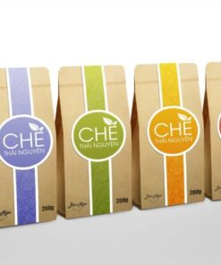 Mẫu túi đựng trà giấy kraft dạng hình thang, đây cũng là mẫu túi được ưa chuộng vì sự tiện lợi
