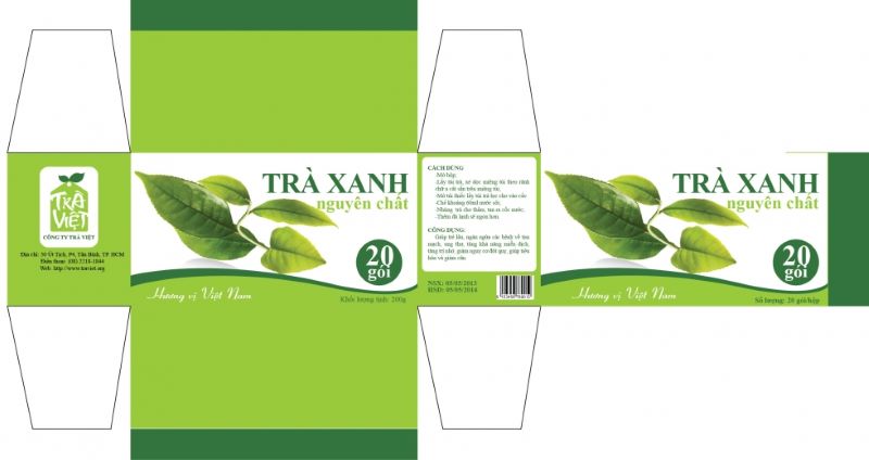 Các loại kích thước in hộp trà xanh matcha phổ biến trên thị trường