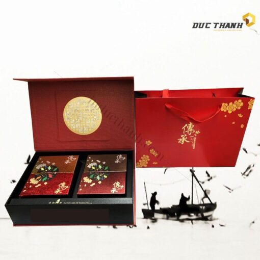Mẫu hộp giấy đựng trà Ô Long Tứ Quý Hoàng Gia