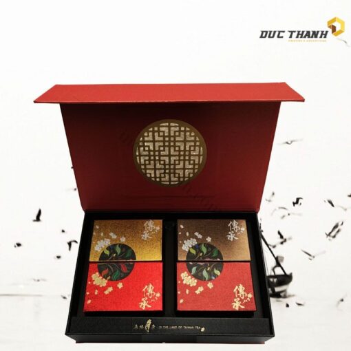 Mẫu hộp giấy đựng trà Ô Long Tứ Quý Hoàng Gia