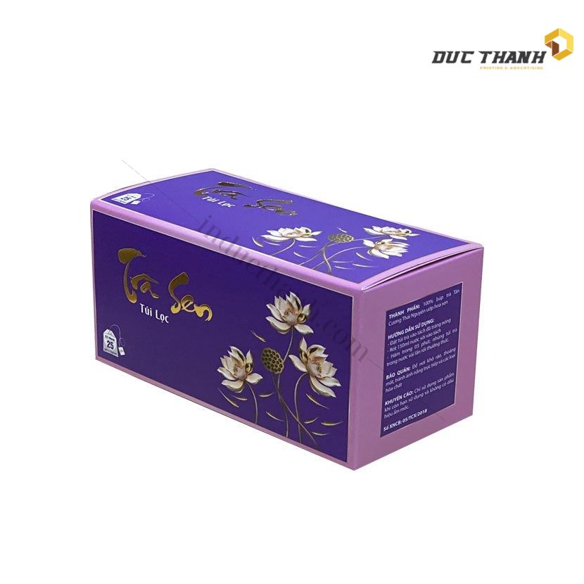 Mẫu hộp giấy đựng trà Sen túi lọc