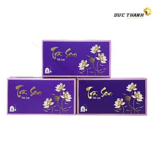 Mẫu hộp giấy đựng trà Sen túi lọc