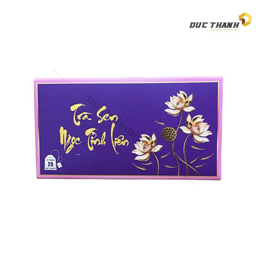 Mẫu hộp giấy đựng trà Sen túi lọc Ngọc Tình Liên