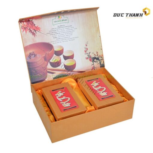 Mẫu hộp giấy đựng trà Tân Cương Long Việt