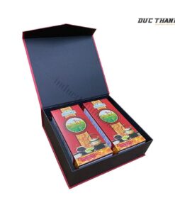 Mẫu hộp giấy đựng trà Tân Cương Rồng Vàng