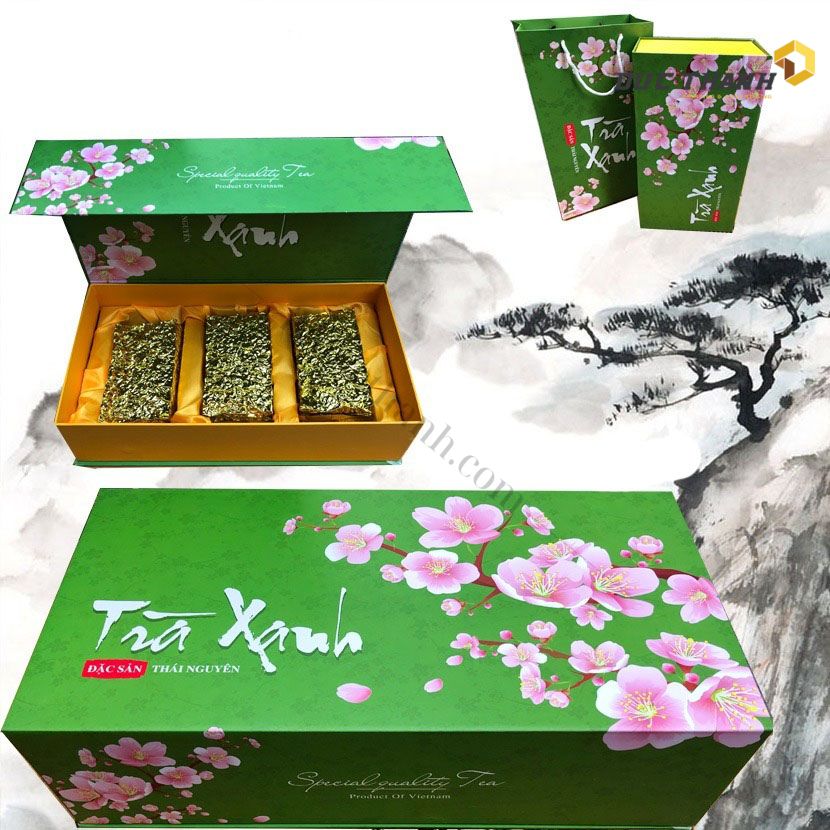 Mẫu hộp giấy đựng trà xanh Thái nguyên