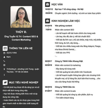 Mẫu Profile cá nhân