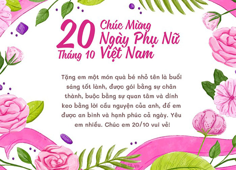 Thiệp chúc mừng 20/10 cho người yêu