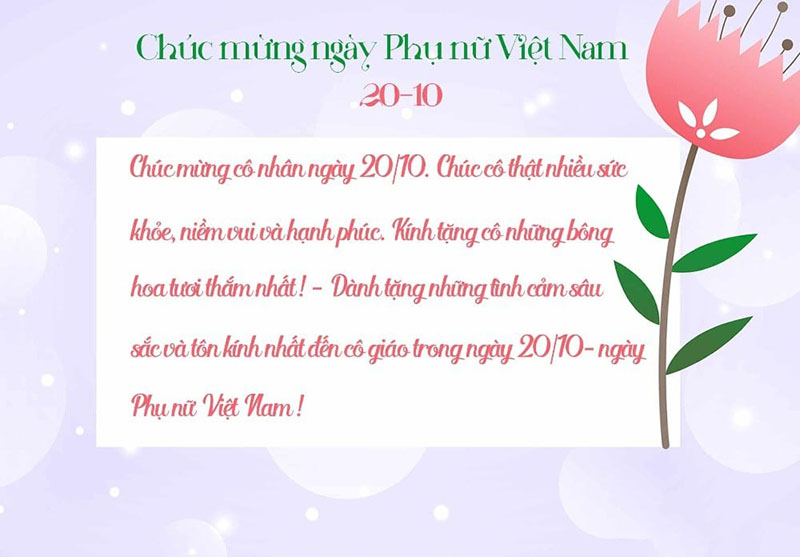 Thiệp chúc mừng 20/10 cho cô giáo