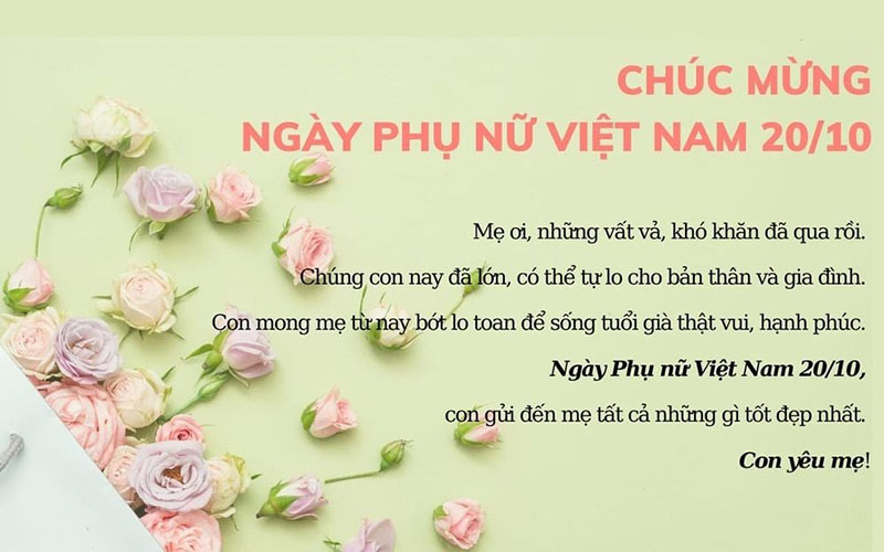 Thiệp chúc mừng 20/10 tặng mẹ