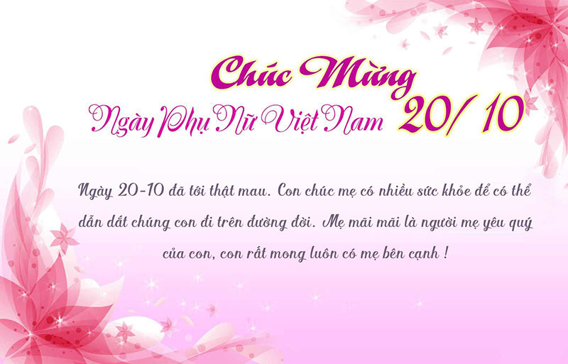 Thiệp chúc mừng 20/10 tặng mẹ