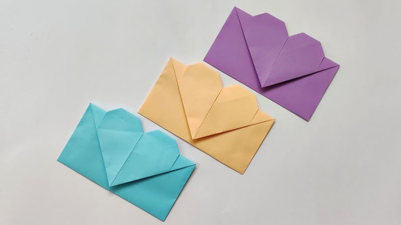 Cách gấp phong bì thư Origami hình trái tim