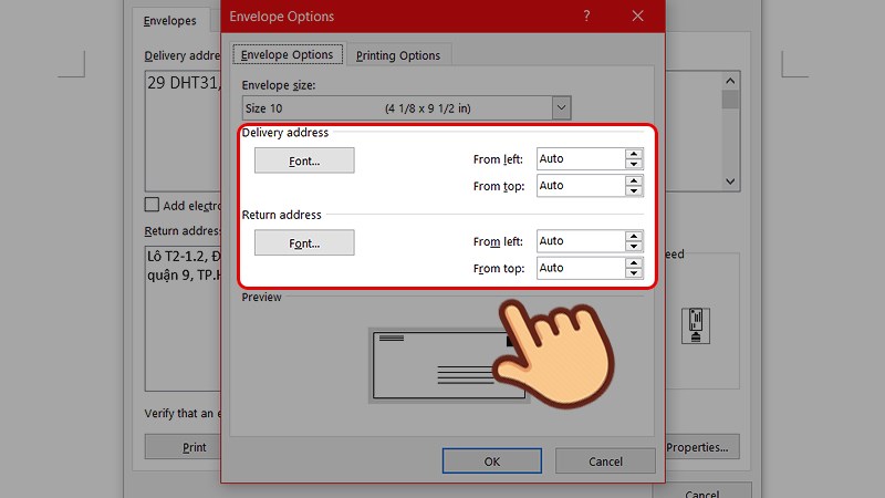 Cách làm phong bì thư trên Word 2010
