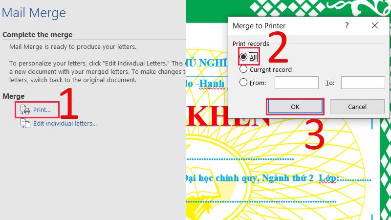 Cách in giấy khen trong Word