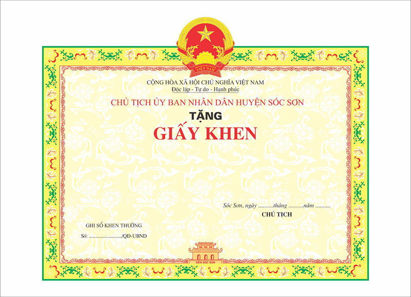 Mẫu giấy khen đẹp