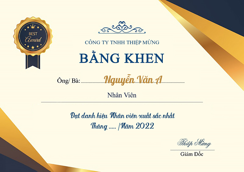 Mẫu giấy khen đẹp