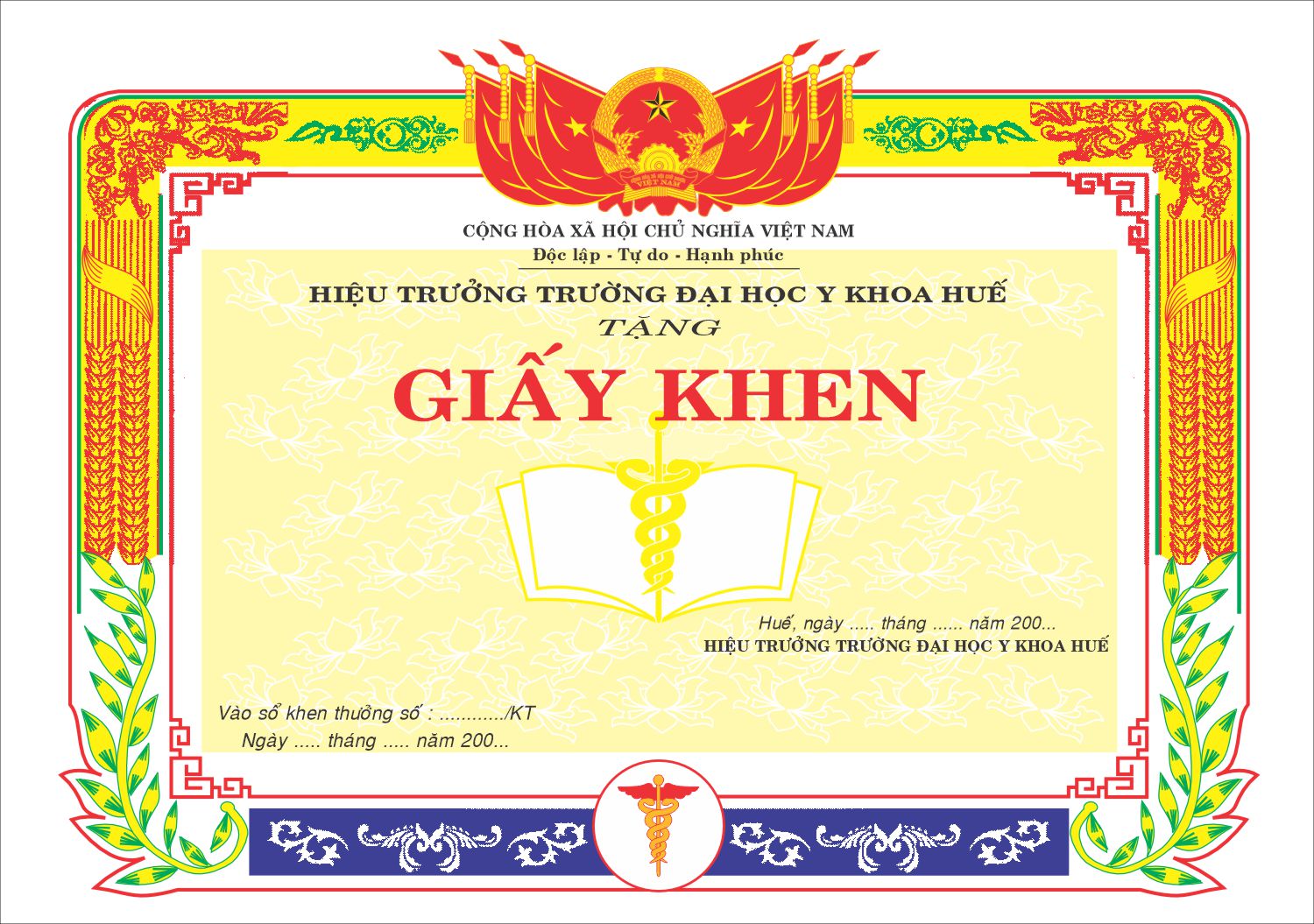 Mẫu giấy khen vector đẹp