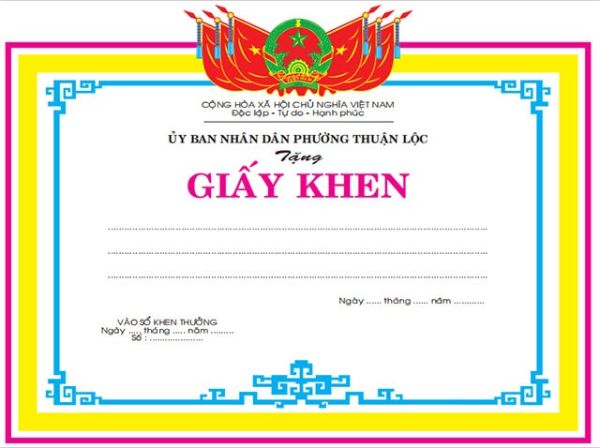 Mẫu phôi giấy khen Đảng ủy, UBND, đoàn thể