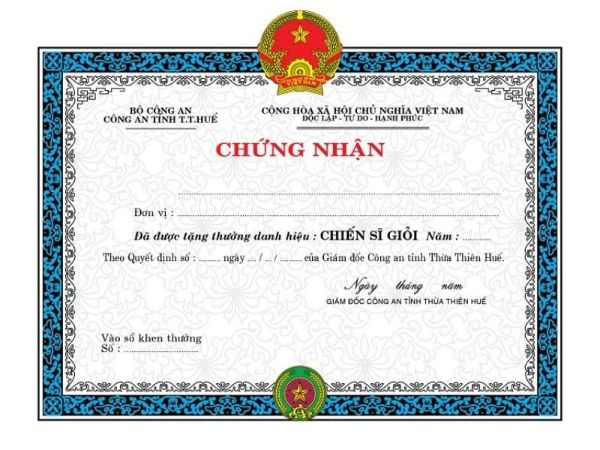 Mẫu phôi giấy khen Đảng ủy, UBND, đoàn thể