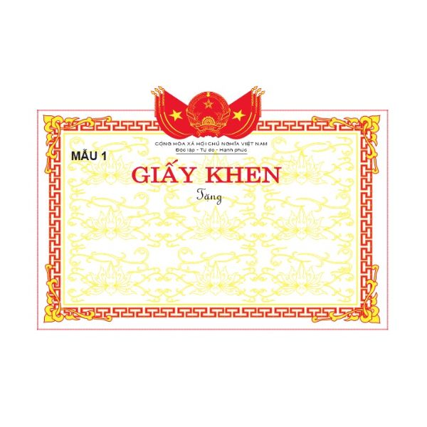 Mẫu phôi giấy khen
