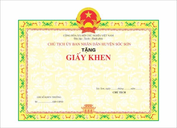 Mẫu phôi giấy khen