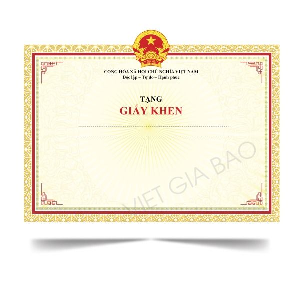 Mẫu phôi giấy khen