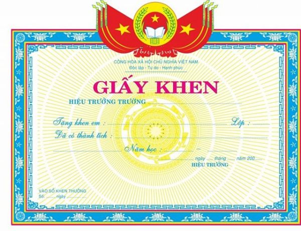 Mẫu phôi giấy khen học sinh