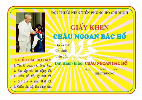 Mẫu phôi giấy khen học sinh