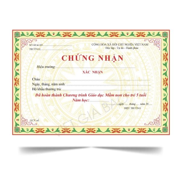 Mẫu phôi giấy khen học sinh