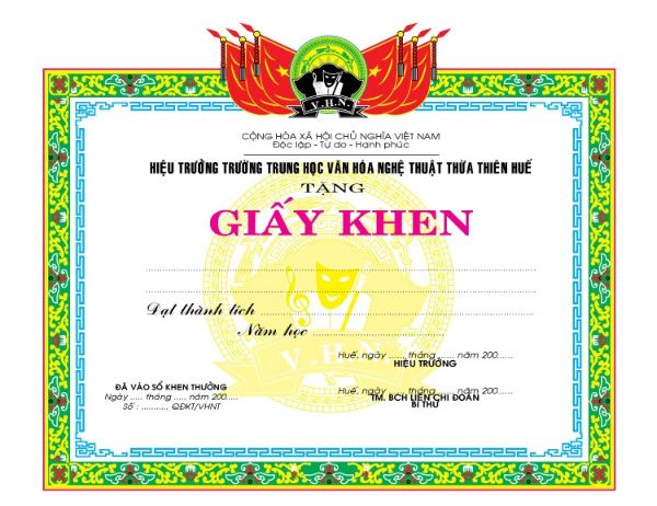 Mẫu phôi giấy khen học sinh
