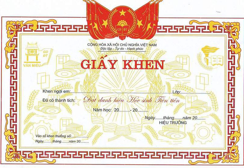 Màu sắc giấy khen