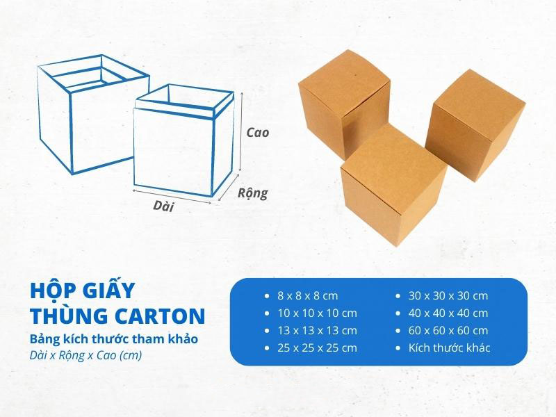 Kích thước hộp giấy carton