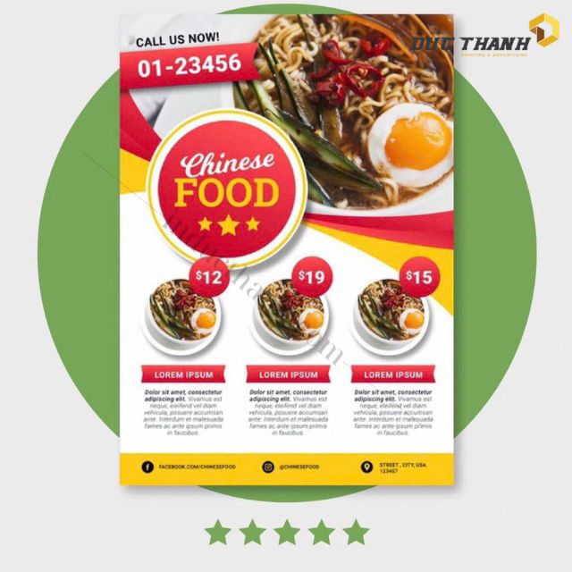 Tờ rơi quảng cáo đồ ăn Trung Quốc