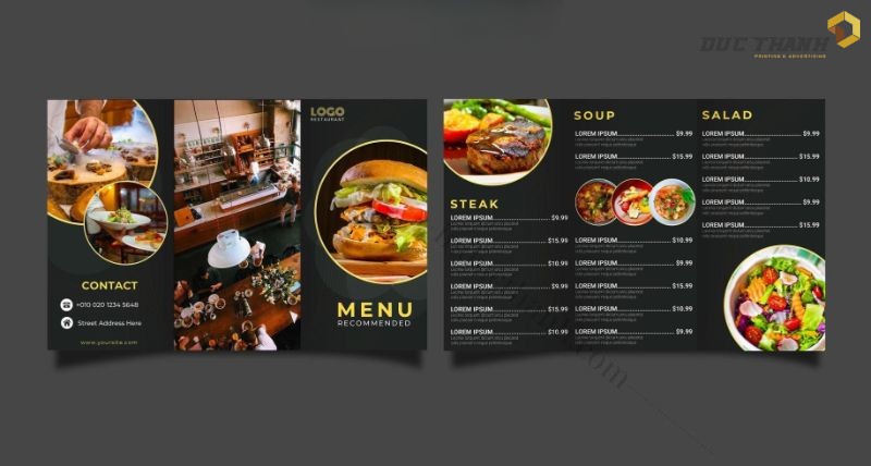 Mẫu brochure nhà hàng tông tối 2 