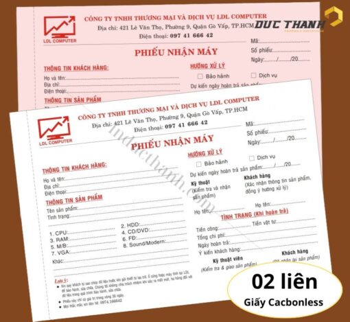 Mẫu in hóa đơn bán lẻ 2 liên giấy Carbonless công ty LDL