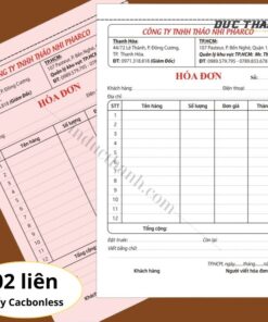 Mẫu in hóa đơn bán lẻ 2 liên giấy Carbonless công ty Thảo Nhi Pharco