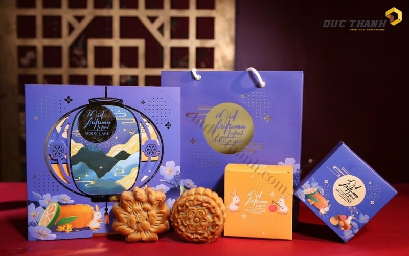 Mẫu hộp bánh Trung Thu hiện đại họa tiết đèn lồng